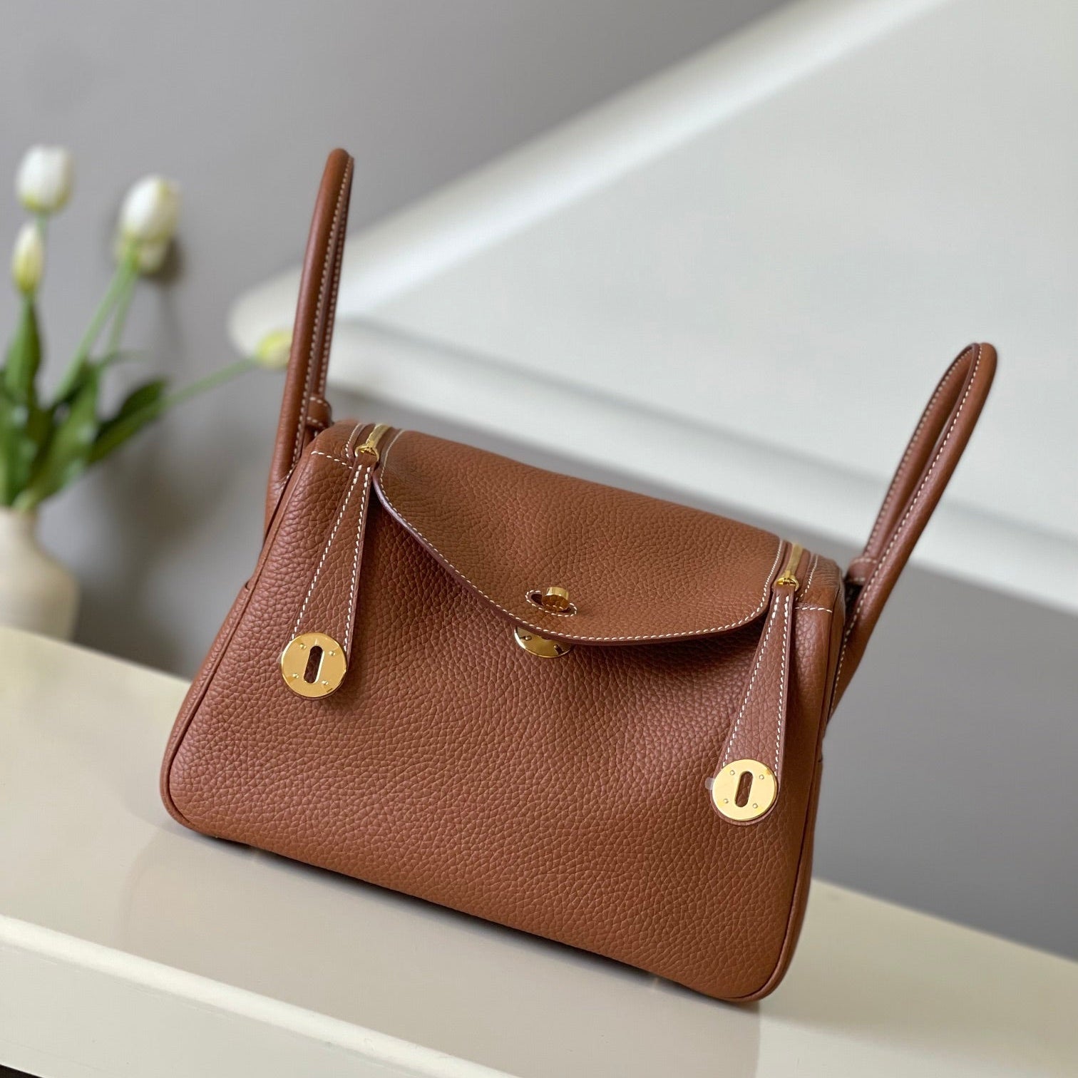 HM Mini Lindy 26cm Gold Clemence Leather