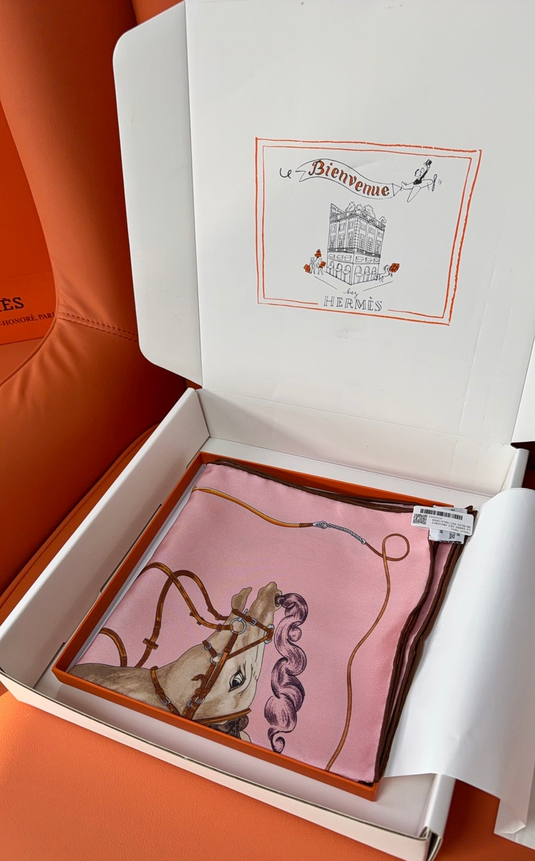 HM 26s 90 House Scarf Pink Colorful Mulberry Silk 153359