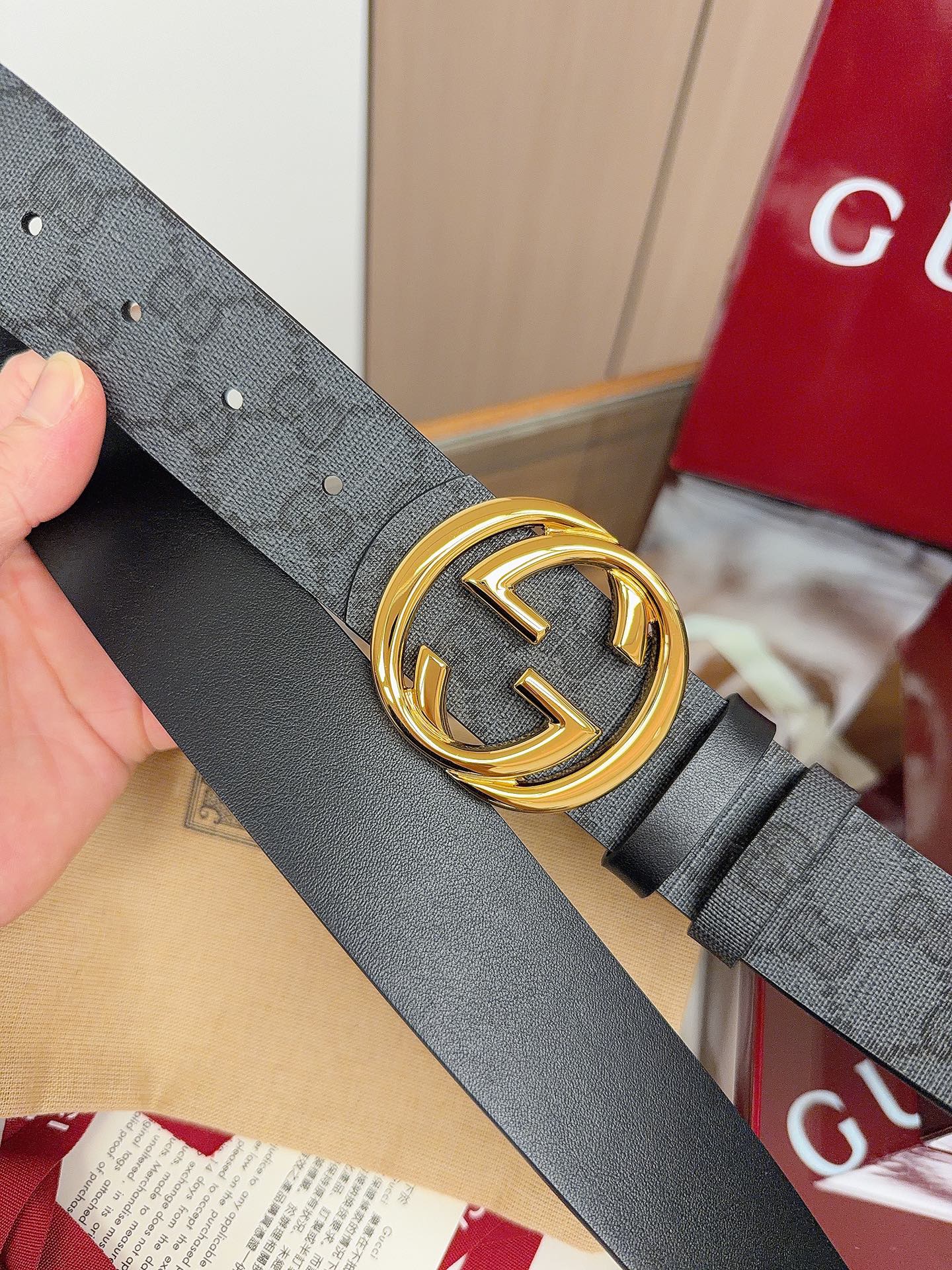 Gucci 2026  GG Supreme Belt 40mm Canvas Leather 215503