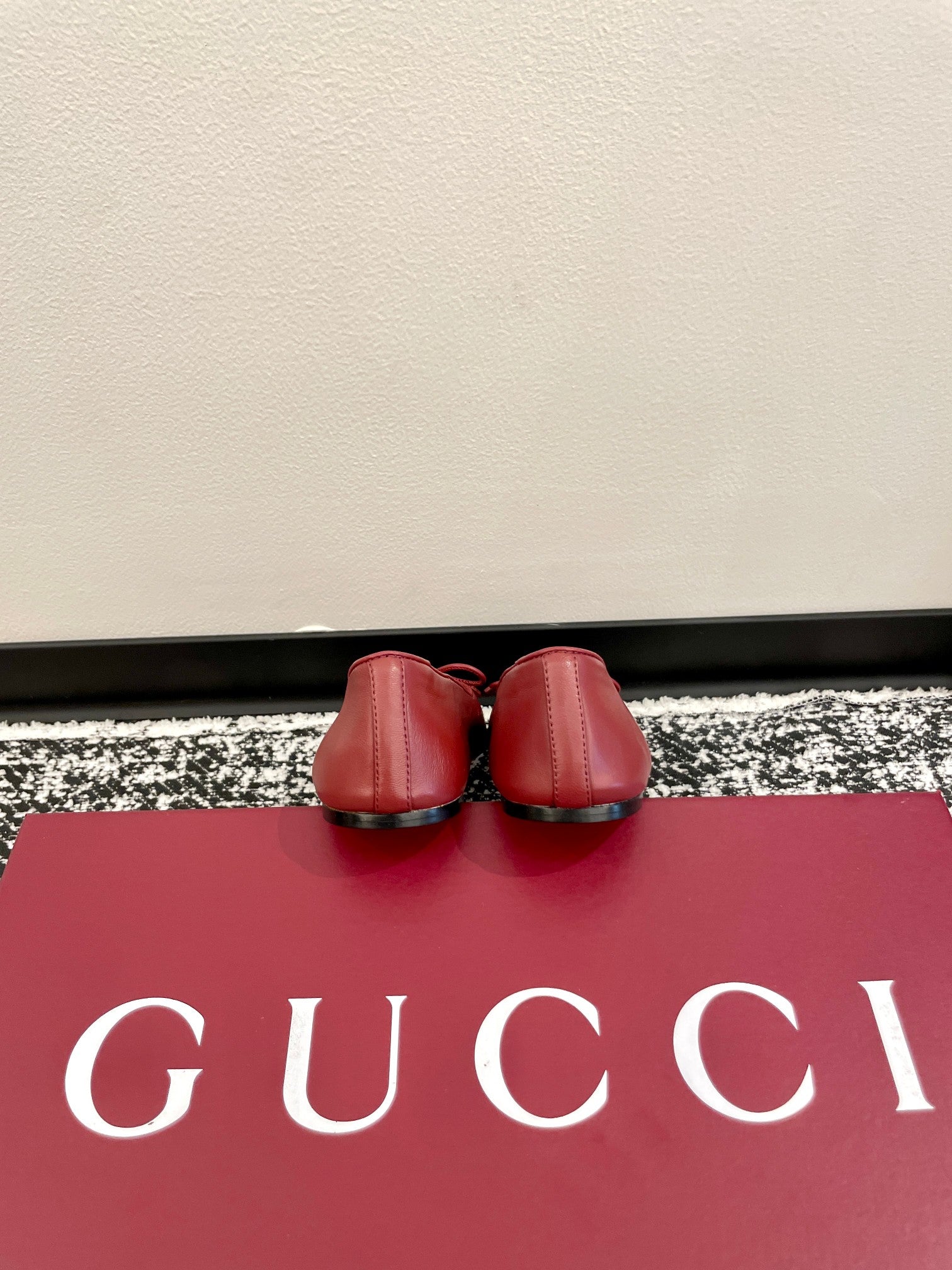 GG 2025 Marmont Ballet Flat Red Patent Leather and Sheepskin 555147