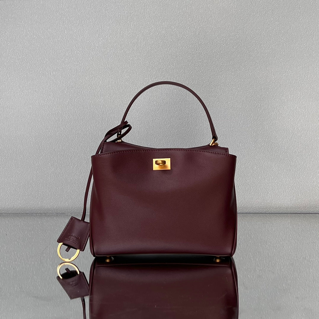 Balenciaga Mini Bag 22 Burgyndy Calfskin Gold Hardware