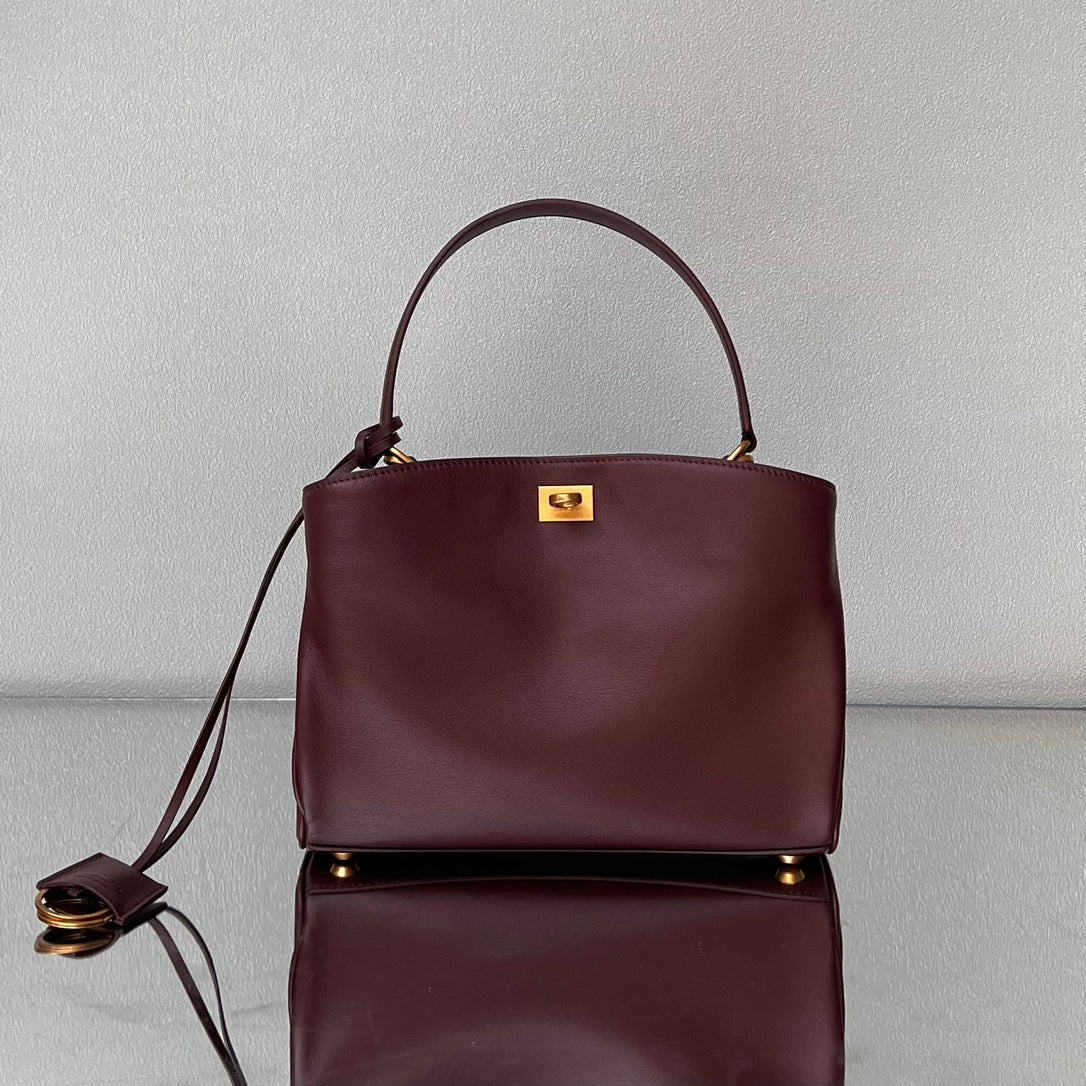 Balenciaga Small Bag 29 Burgyndy Calfskin Gold Hardware