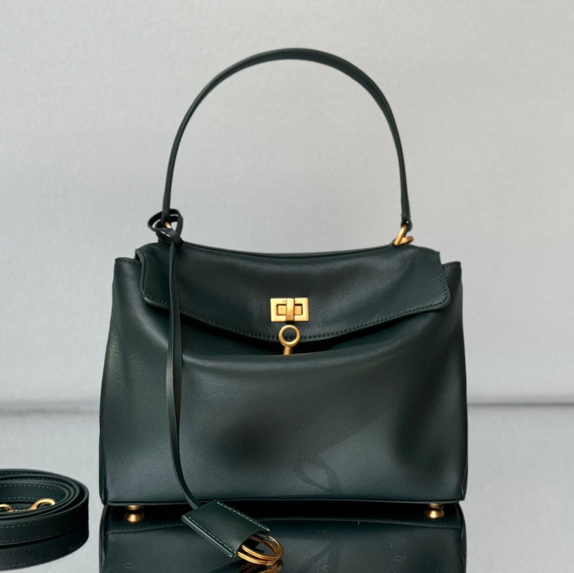 Balenciaga Small Bag 29 Dark Green Calfskin Gold Hardware