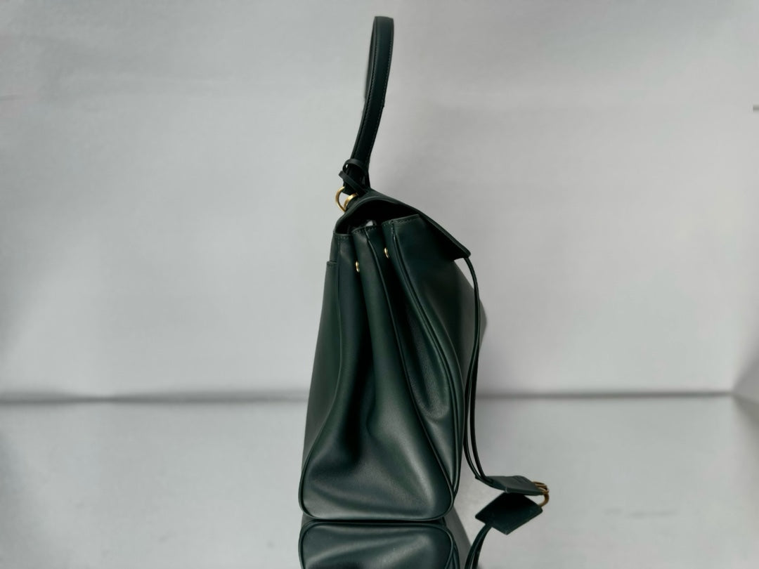 Balenciaga Large Bag 40 Dark Green Calfskin Gold Hardware