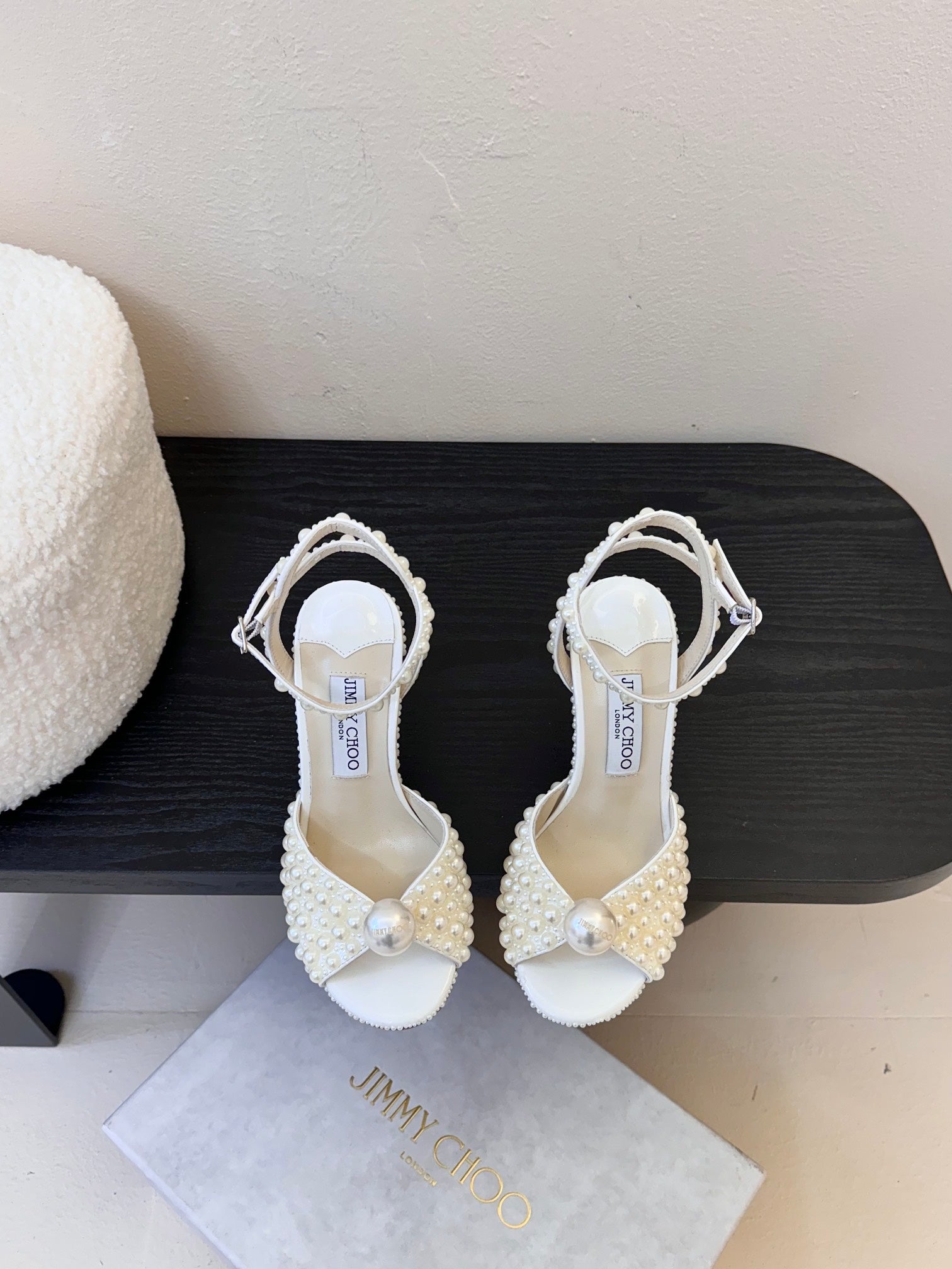 Jimmy Choo 2026 Sacora 100 Sandal Pearl Shine White Cowhide
