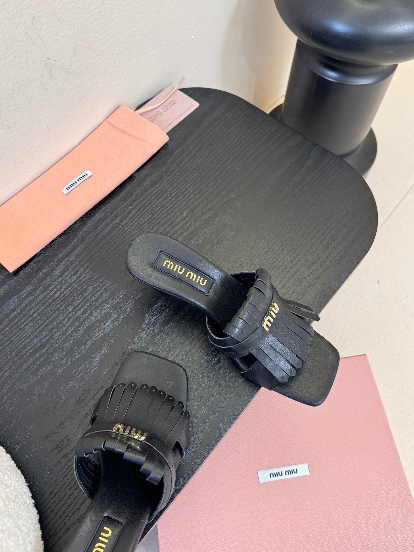 MIU 26ss High Heel Sandals 50 Black Sheepskin 627359