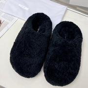 The Row 2025 Retro Oversized Toe Birkenstock Slipper Black Wool 576033