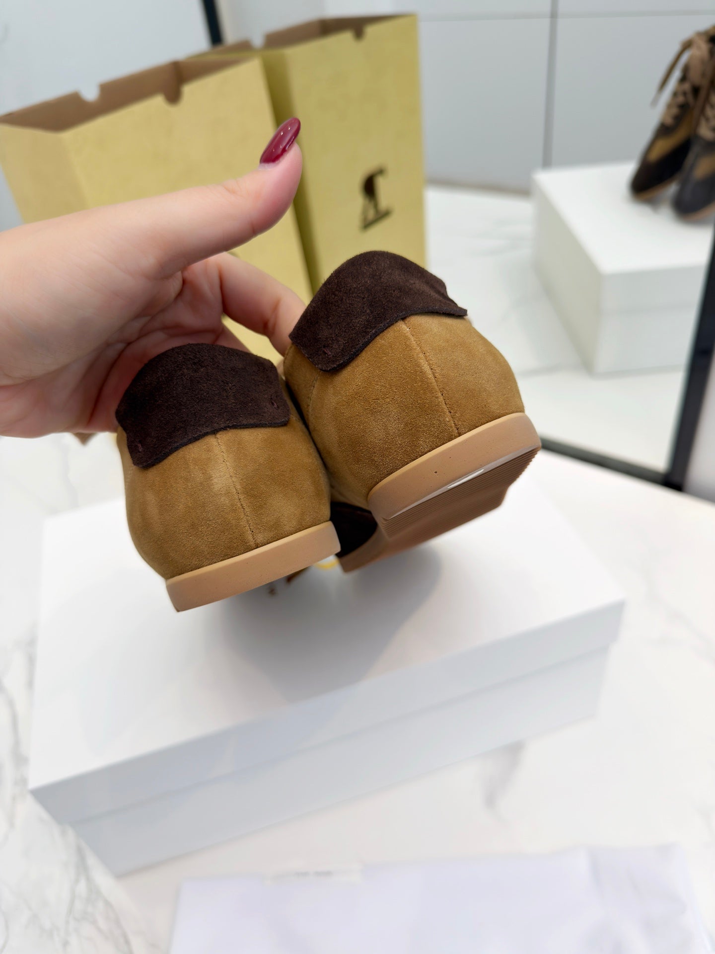 The Row 2025 Sneaker Dark Brown mix Tan Suede Sheepskin 576014