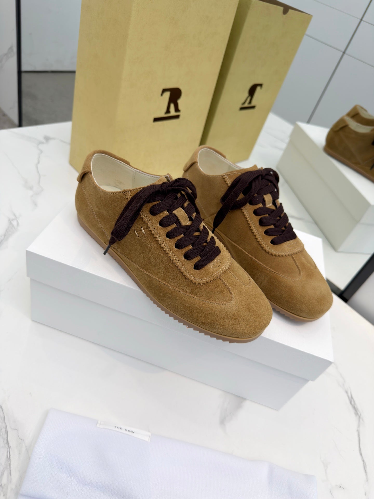 The Row 2025 Sneaker Tan Suede Sheepskin 576015