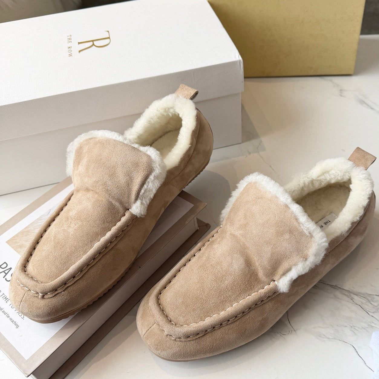 The Row 2025 Loafer Beige Suede Wool 576844