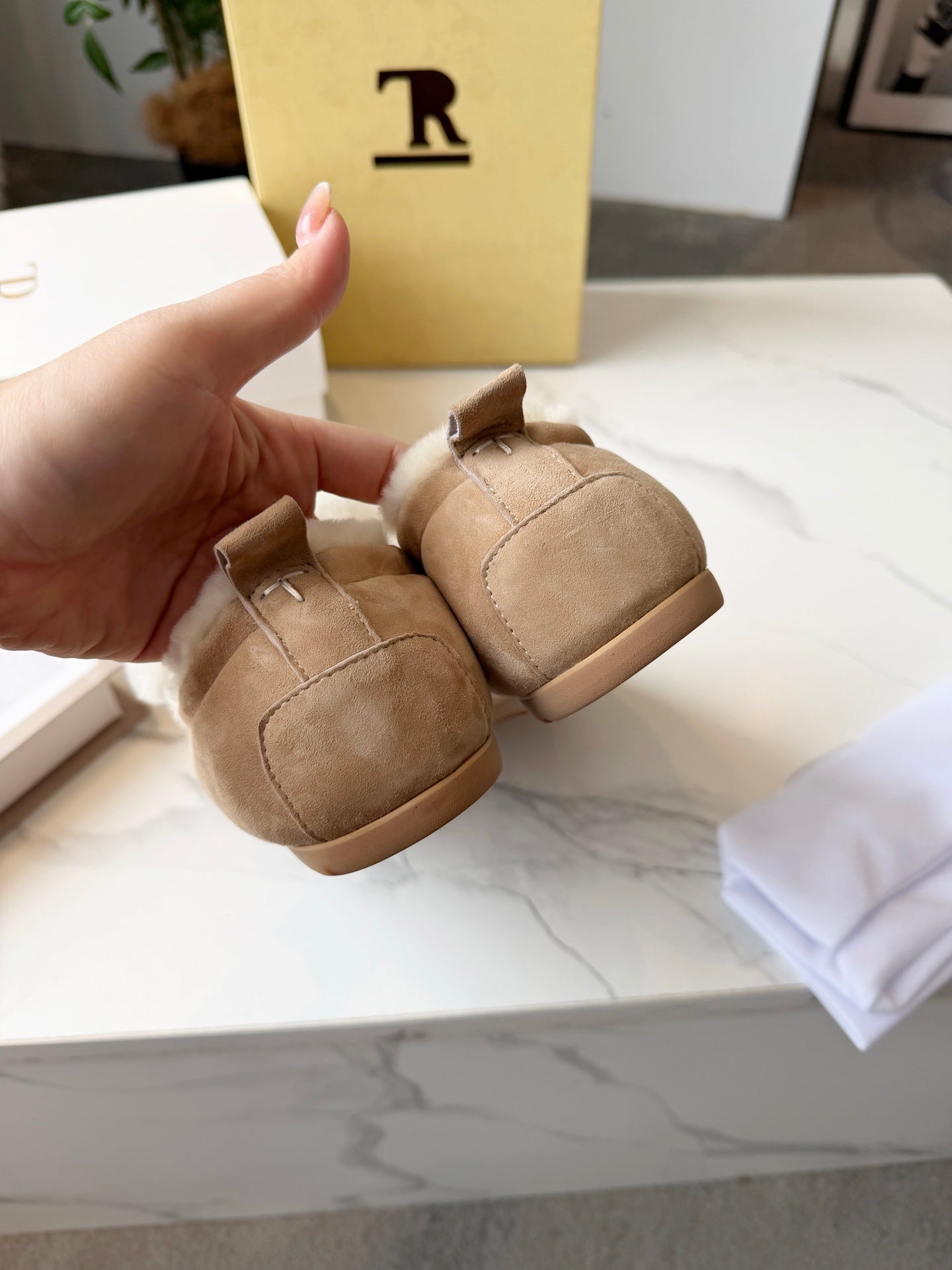 The Row 2025 Loafer Beige Suede Wool 576844