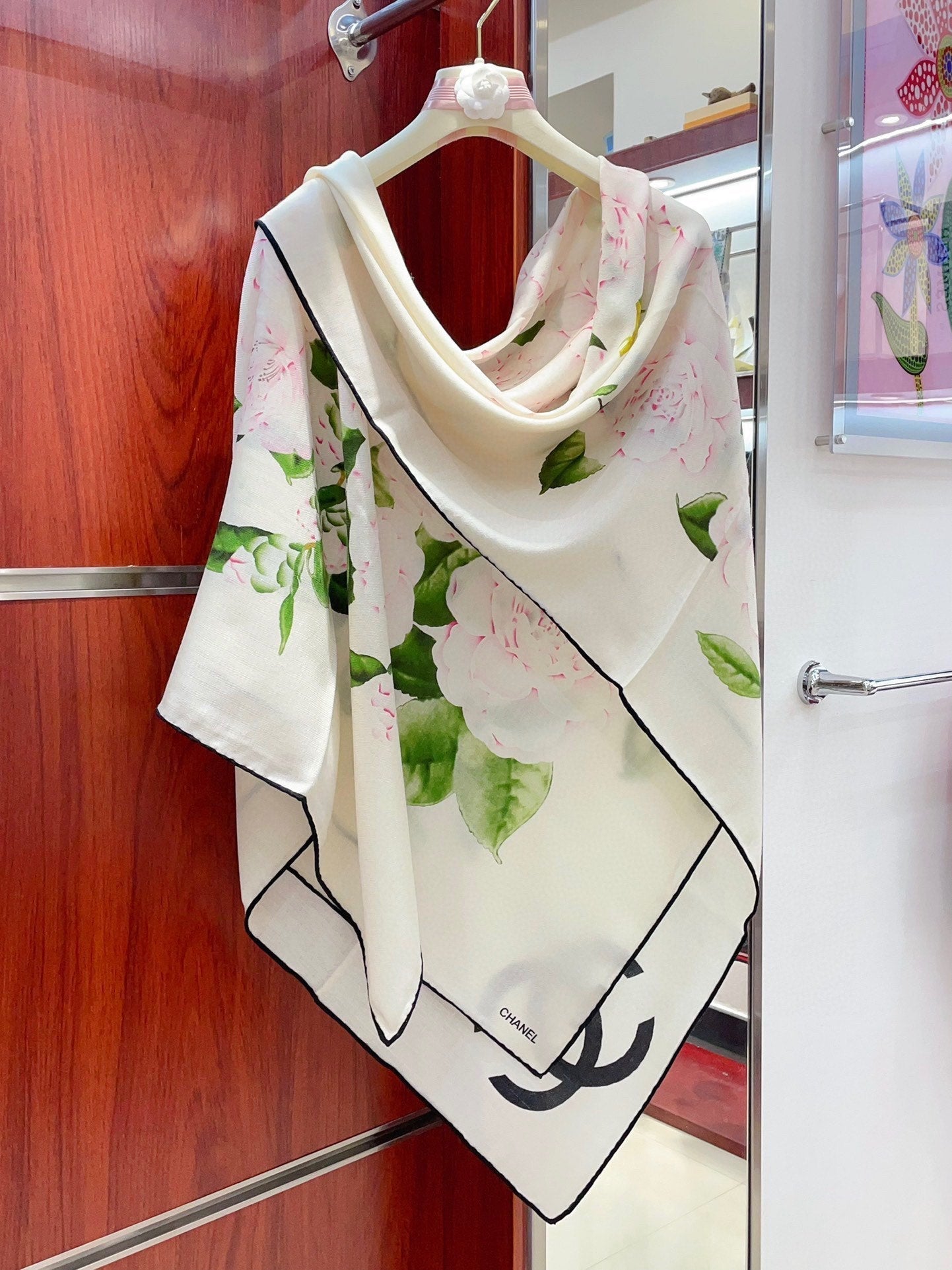 CC Square Scarf 140 CM In White Colorful Cashmere And Silk 418214
