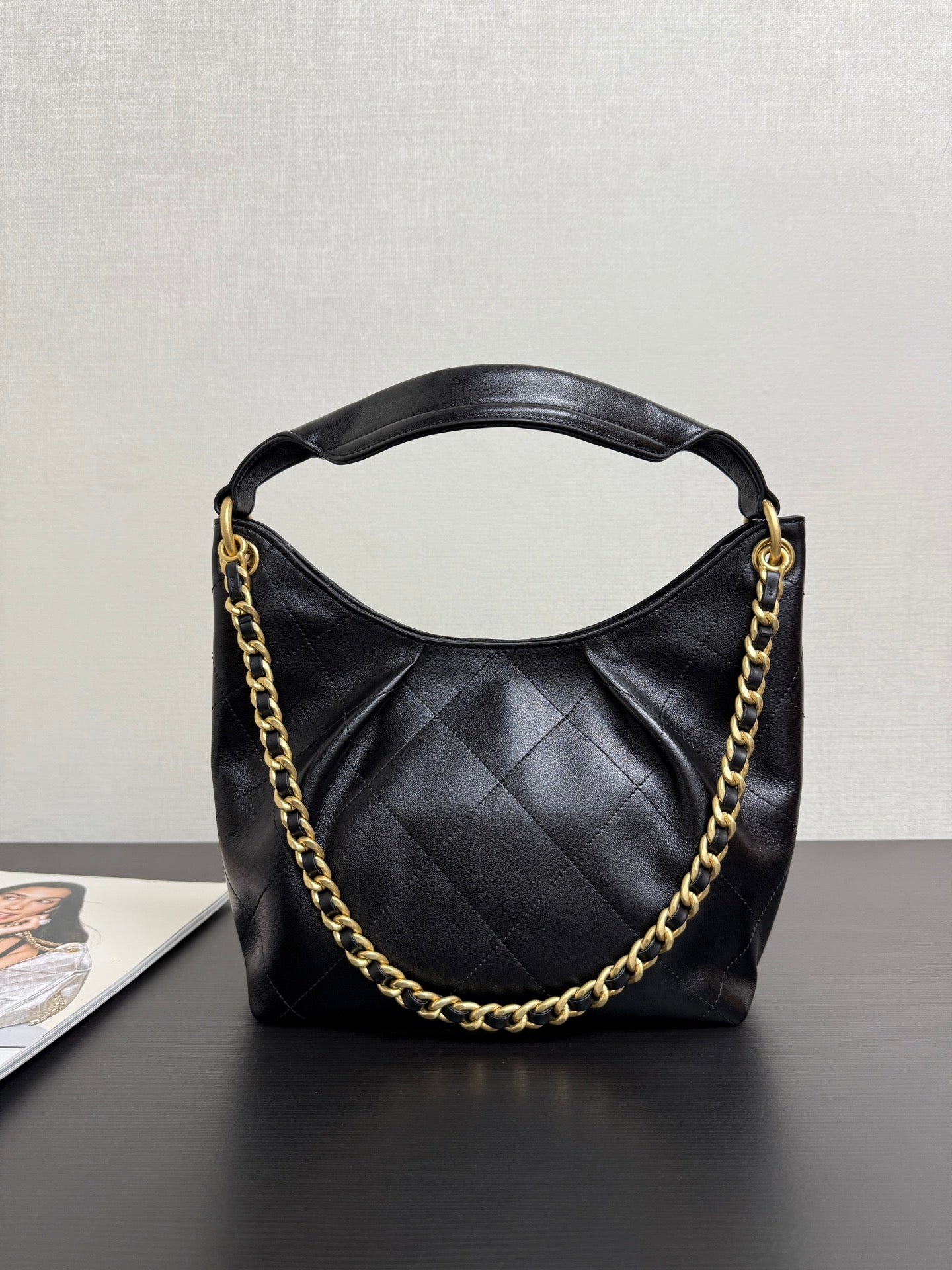 Chanel 2026 Hippie Hobo Bag 32cm Black Calfskin