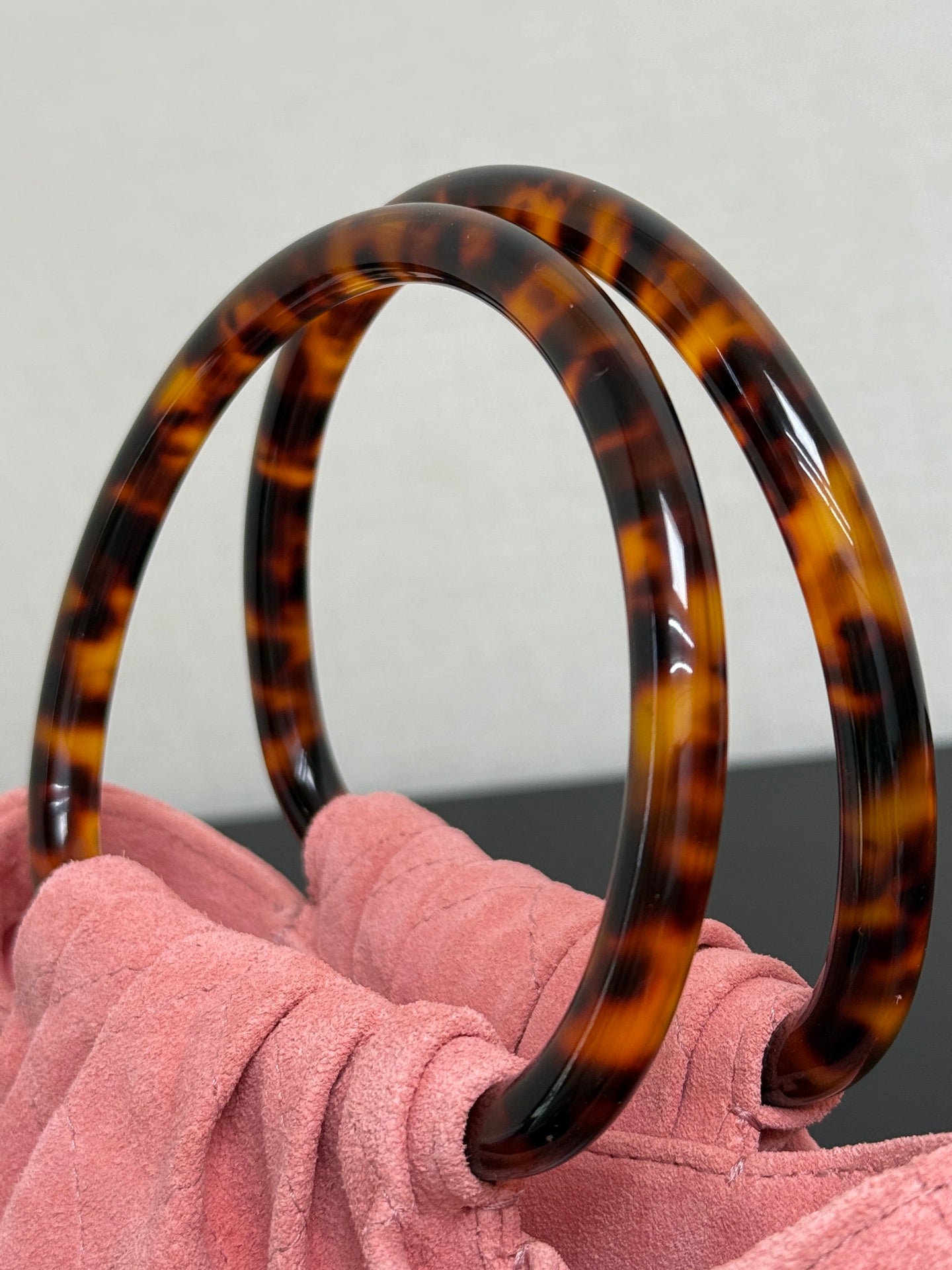 Chanel 2026 Pouch 24cm Pink Tortoiseshell Suede Effect Plexi