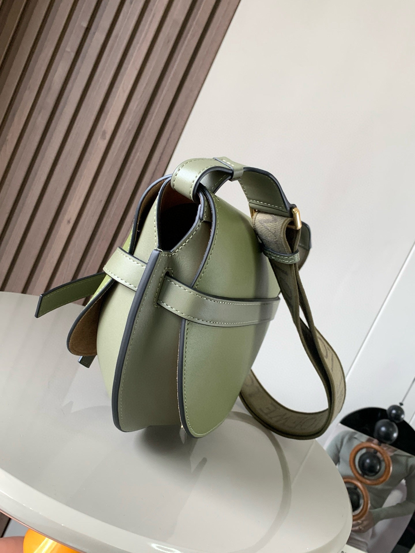 Loewe Saddle Bag 21 Light Sage Green Leather 280426