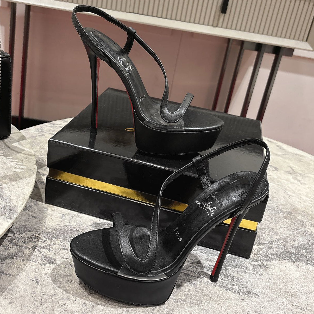 CL 2026 Rosalie Alta 150mm Sandal Black Leather 272350