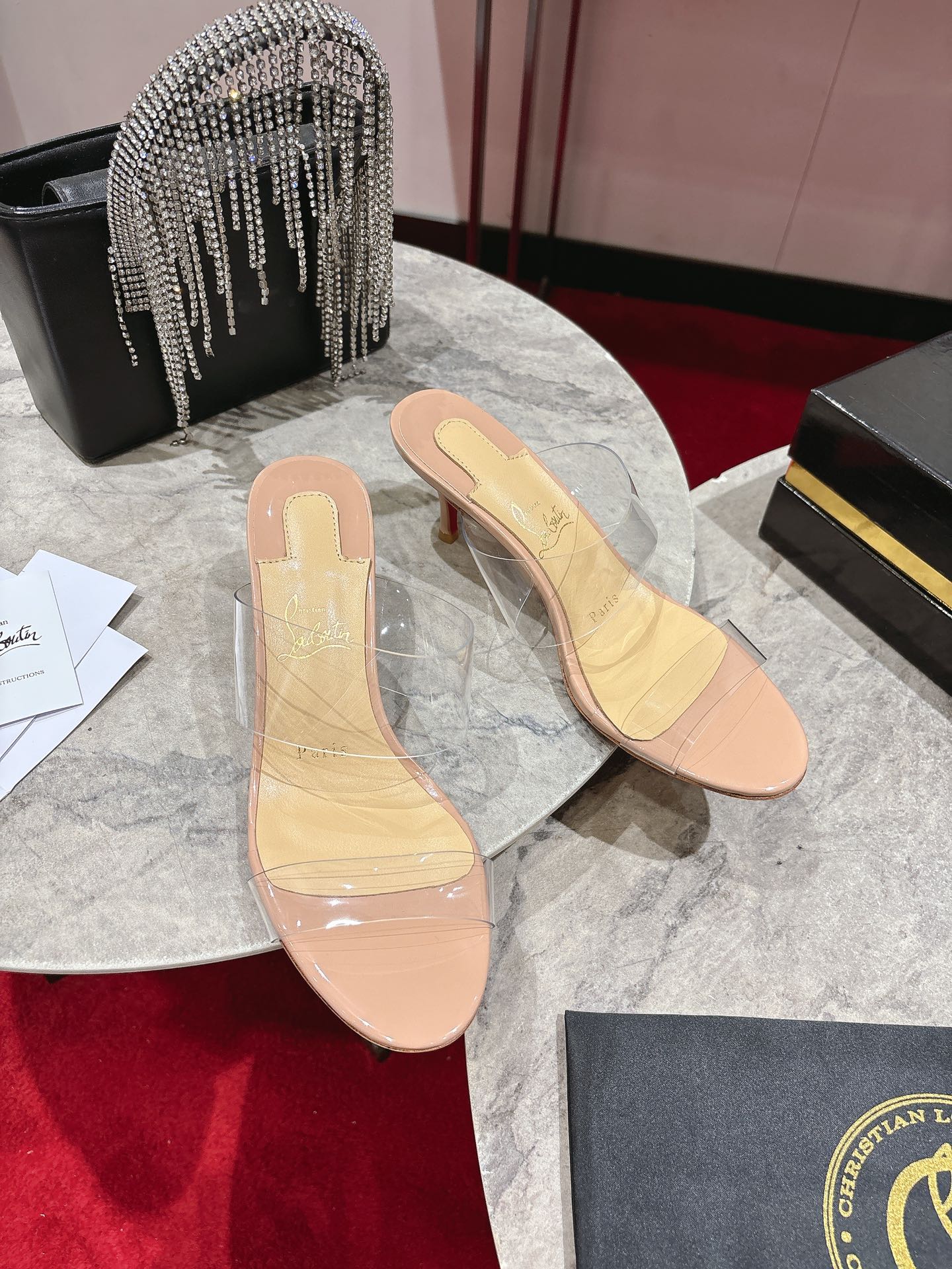 Christian Louboutin 2026 Just Nothing TPU Sandal 55m Beige Leather