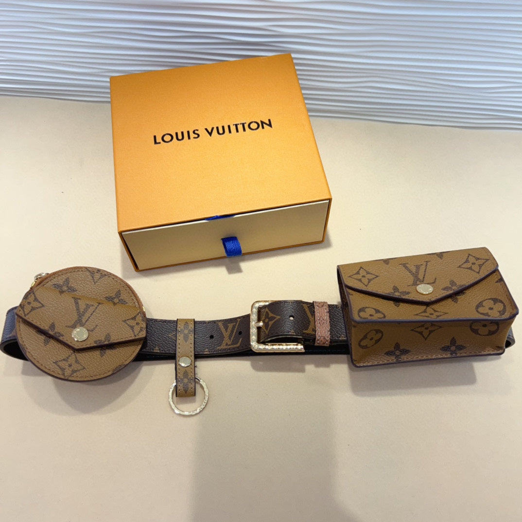LV Daily Multi Pocket 30mm Belt Bag Light Brown Leather
