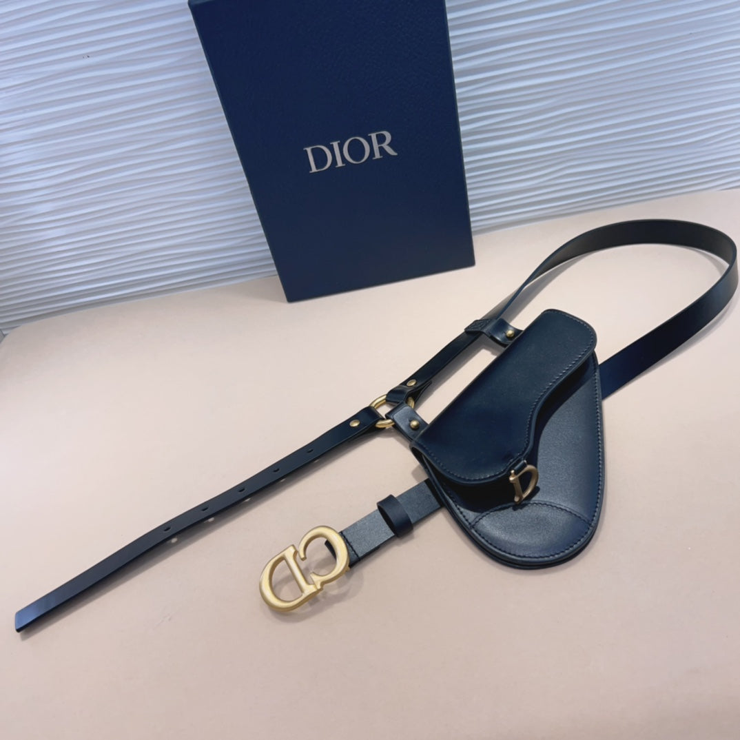 Saddle Removable Pouch Black Calfskin 20mm Belt