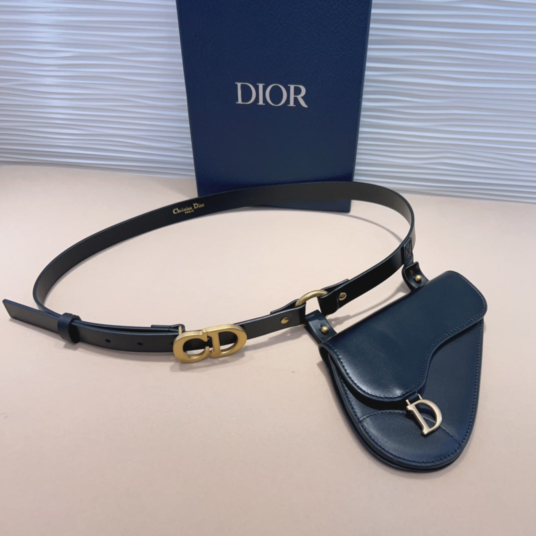 Saddle Removable Pouch Black Calfskin 20mm Belt