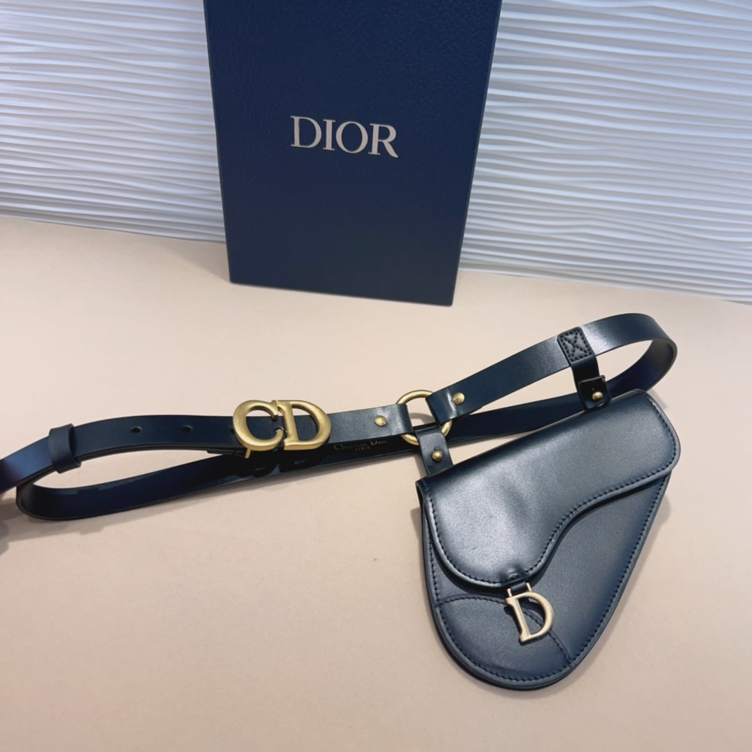 Saddle Removable Pouch Black Calfskin 20mm Belt