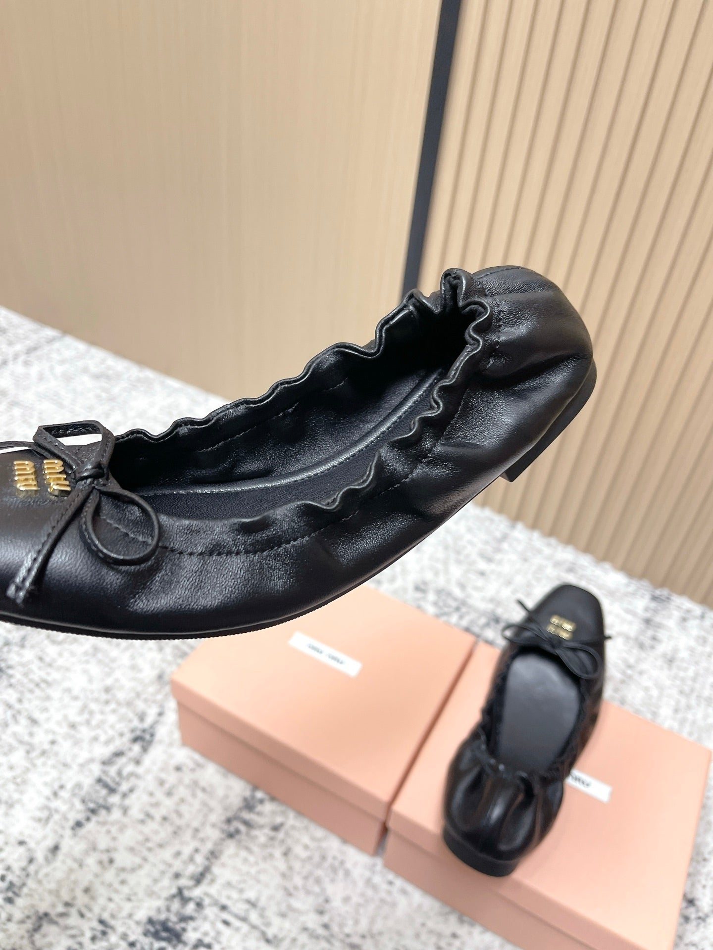 Miu  Mary Jane Flat Black Sheepskin 591572