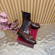 GG 26 Horsebit Martens Boots Glossy Brown Sheepskin 589467