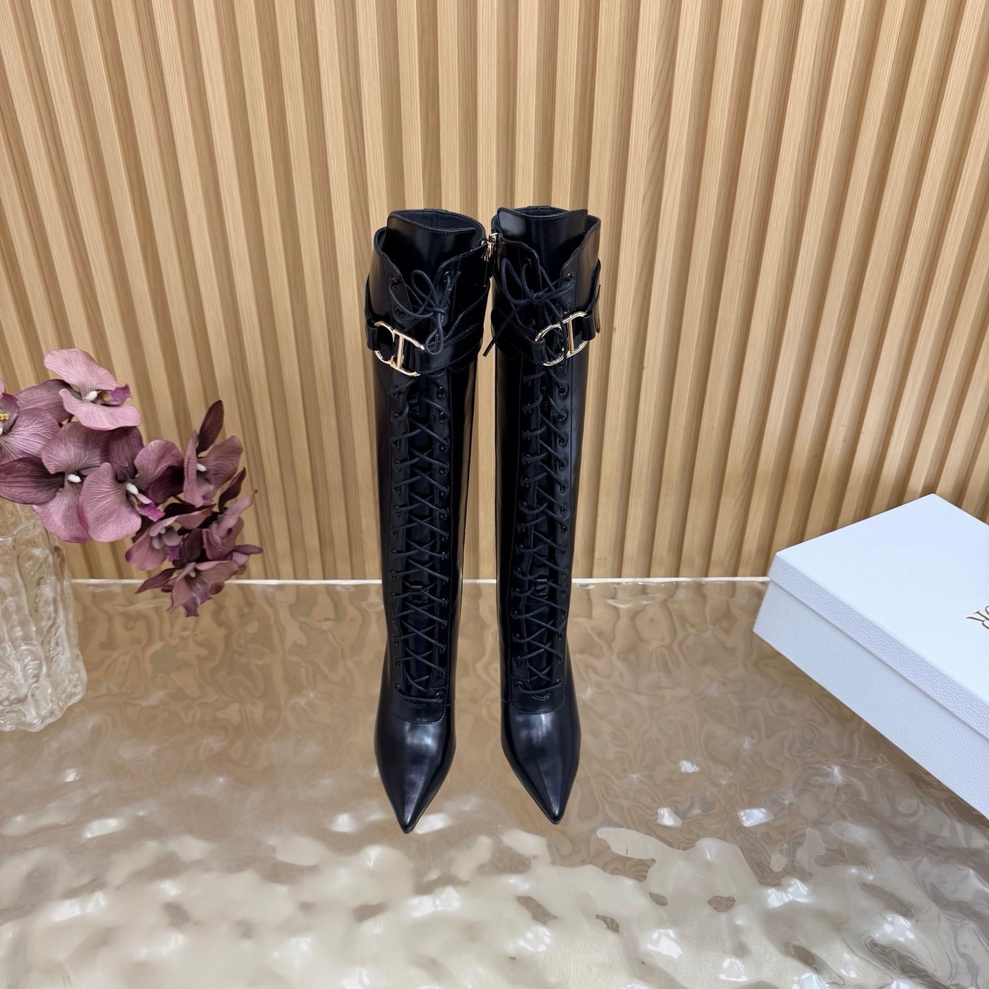 Dior 2026 Knee-High Boots 80mm Black Cowhide 956005