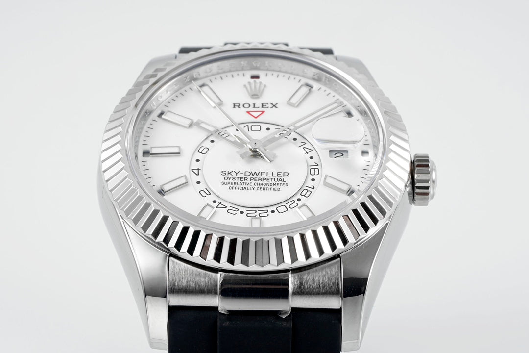 Rolex Sky-Dweller 42mm Stainless Steel Case White Dial Rubber Strap