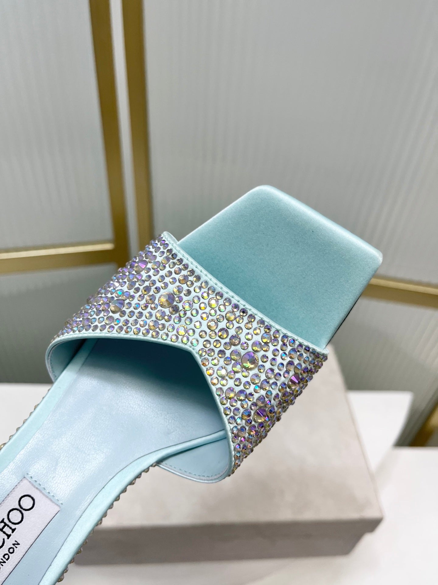 Jimmy 26s High-Heeled Slippers 65 Pastel Blue Diamond Sheepskin  605978