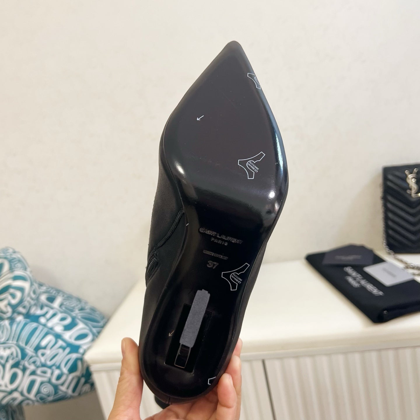 YSL 2025 Opyum 110mm Heel Ankle Boot Black Leather 575011