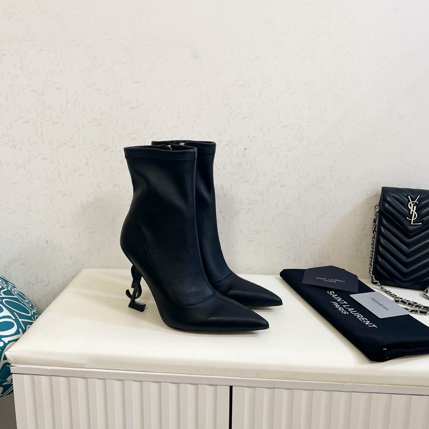 YSL 2025 Opyum 110mm Heel Ankle Boot Black Leather 575011