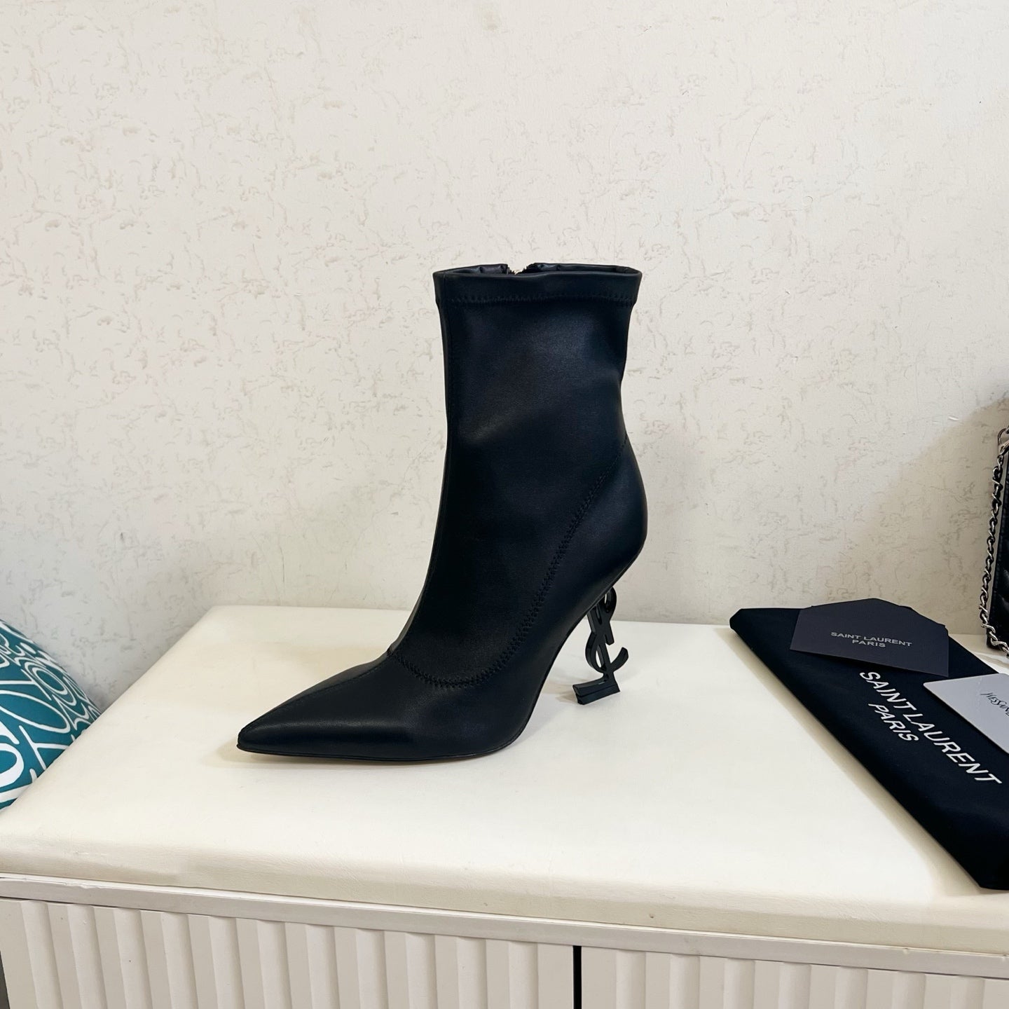 YSL 2025 Opyum 110mm Heel Ankle Boot Black Leather 575011