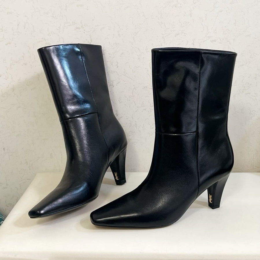 YSL 2025 Short Boot Black Calfskin 575014