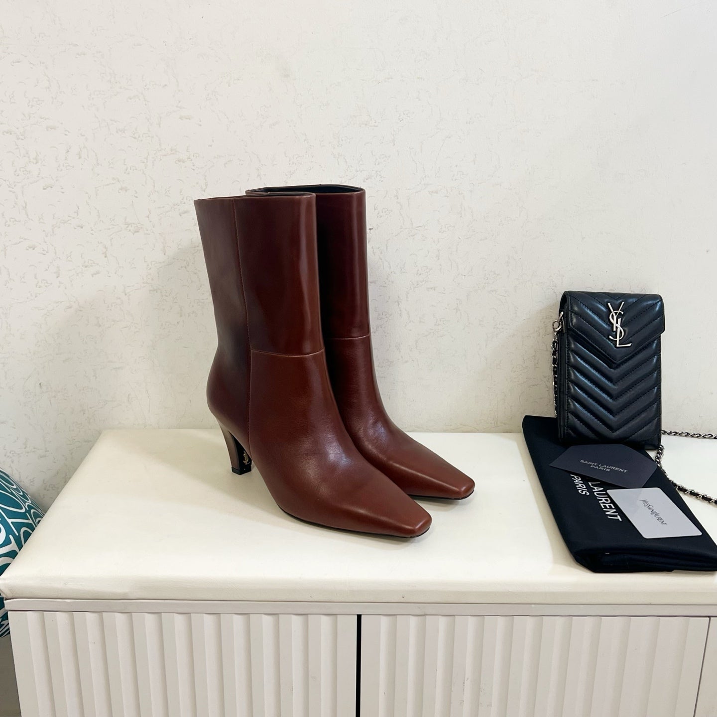 YSL 2025 Short Boot Brown Calfskin 575015