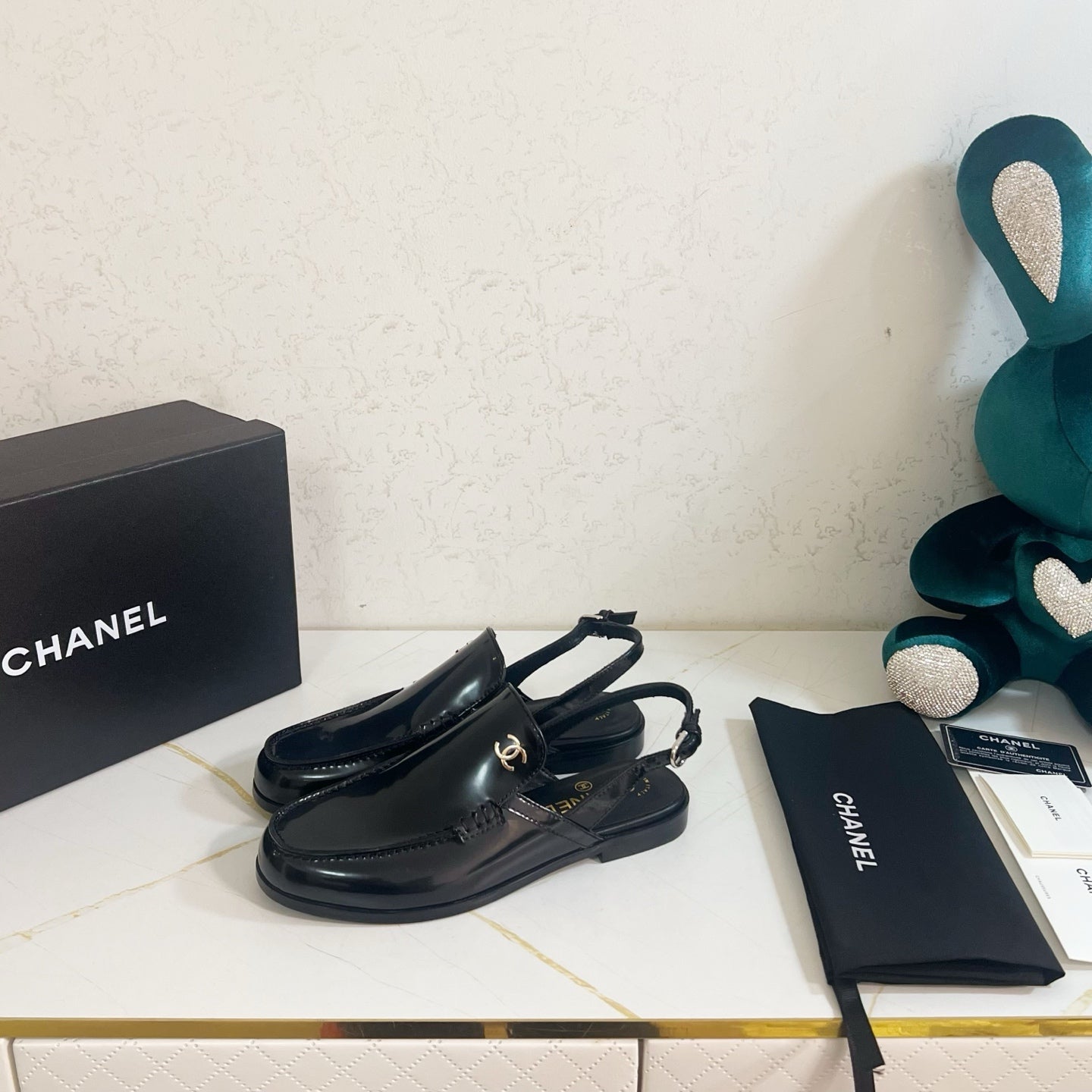 Chanel 2026 Crystal CC Slingback Sandal Black Calfskin 664152