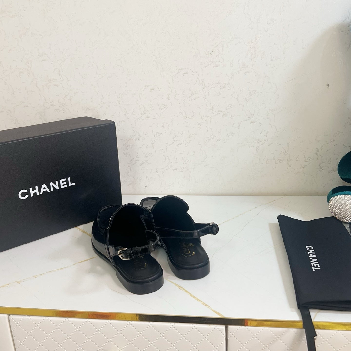 Chanel 2026 Crystal CC Slingback Sandal Black Calfskin 664152