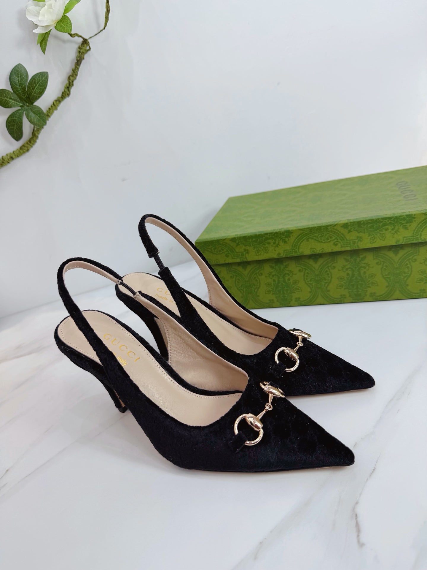 GG 26 Slingback Black Velvet 592418