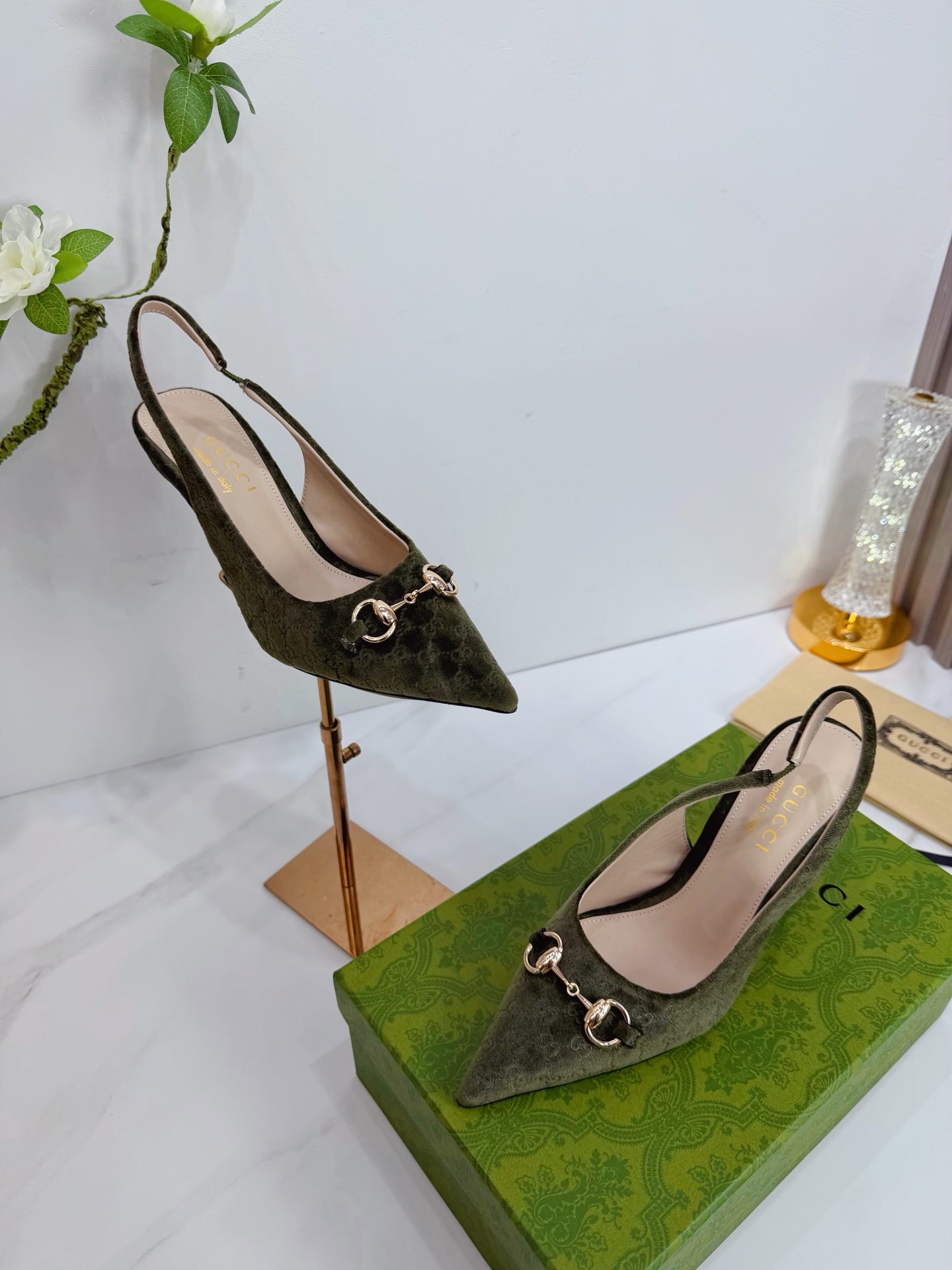 GG 26 Slingback Olive Green Velvet 592420