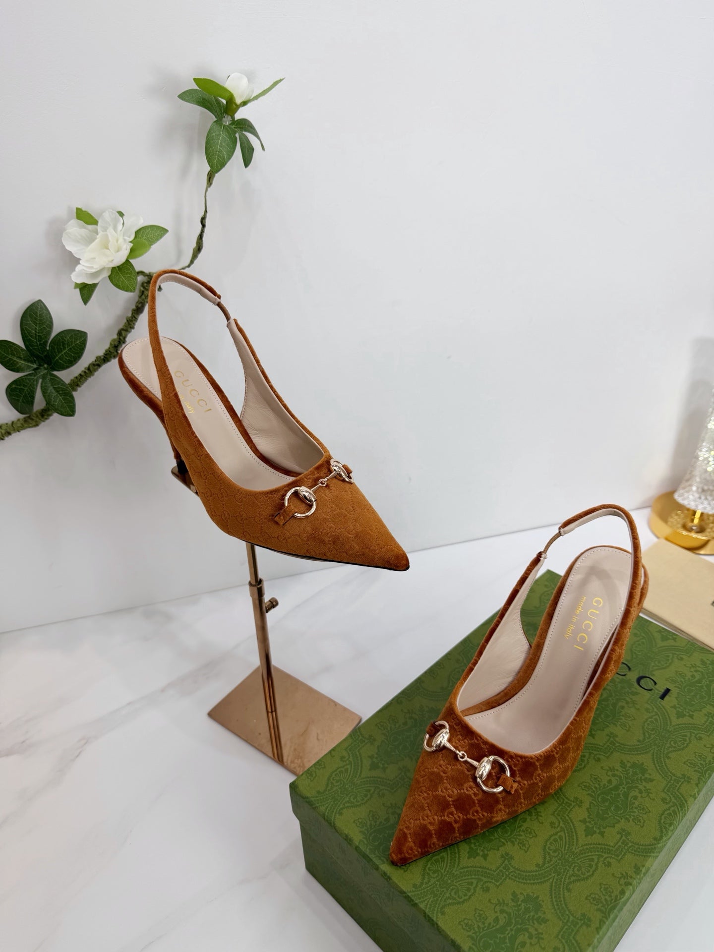 GG 26 Slingback Camel Brown Velvet 592421