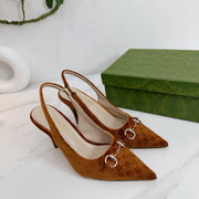 GG 26 Slingback Camel Brown Velvet 592421