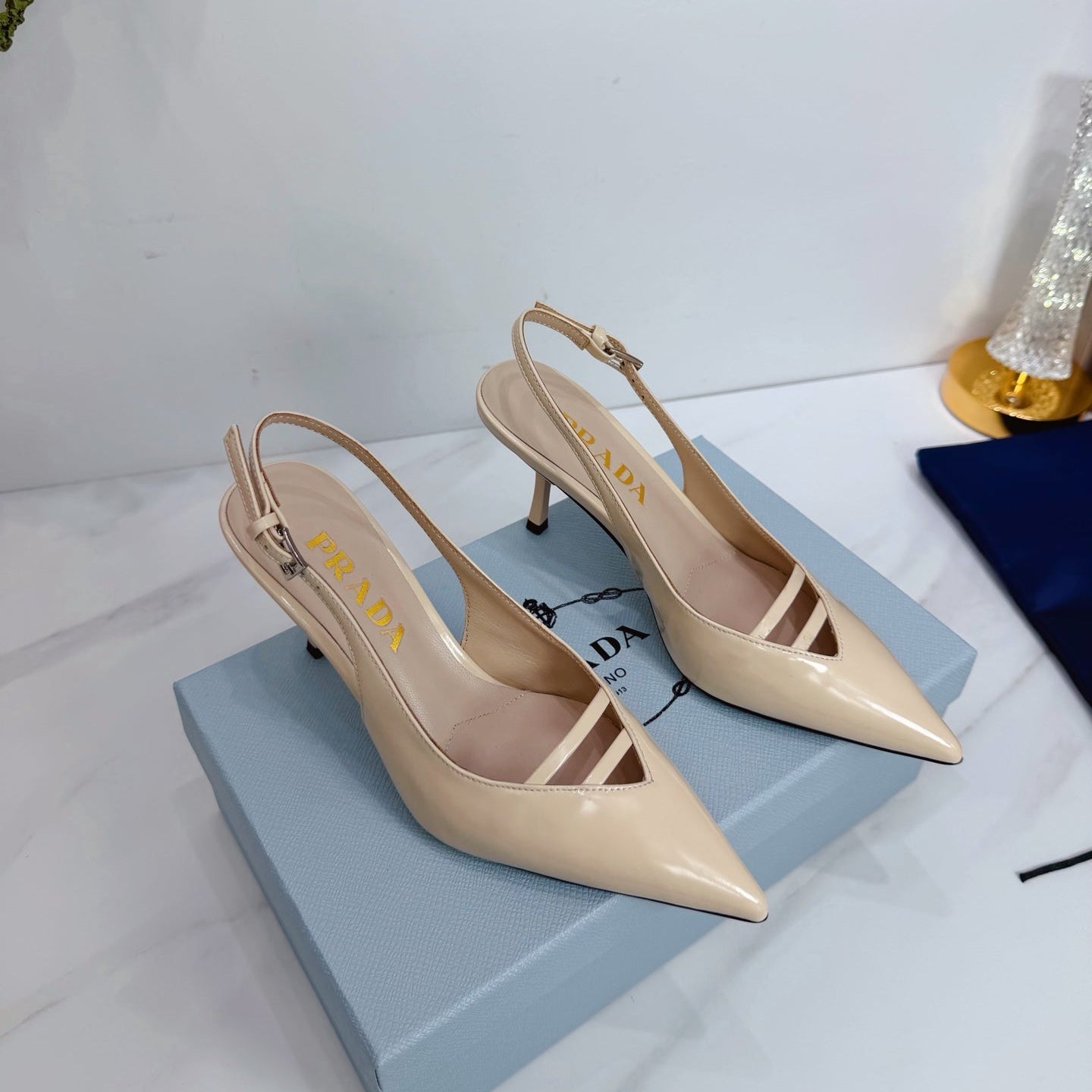 PRA 26SS Slingback 75 Beige Patent Leather 592340