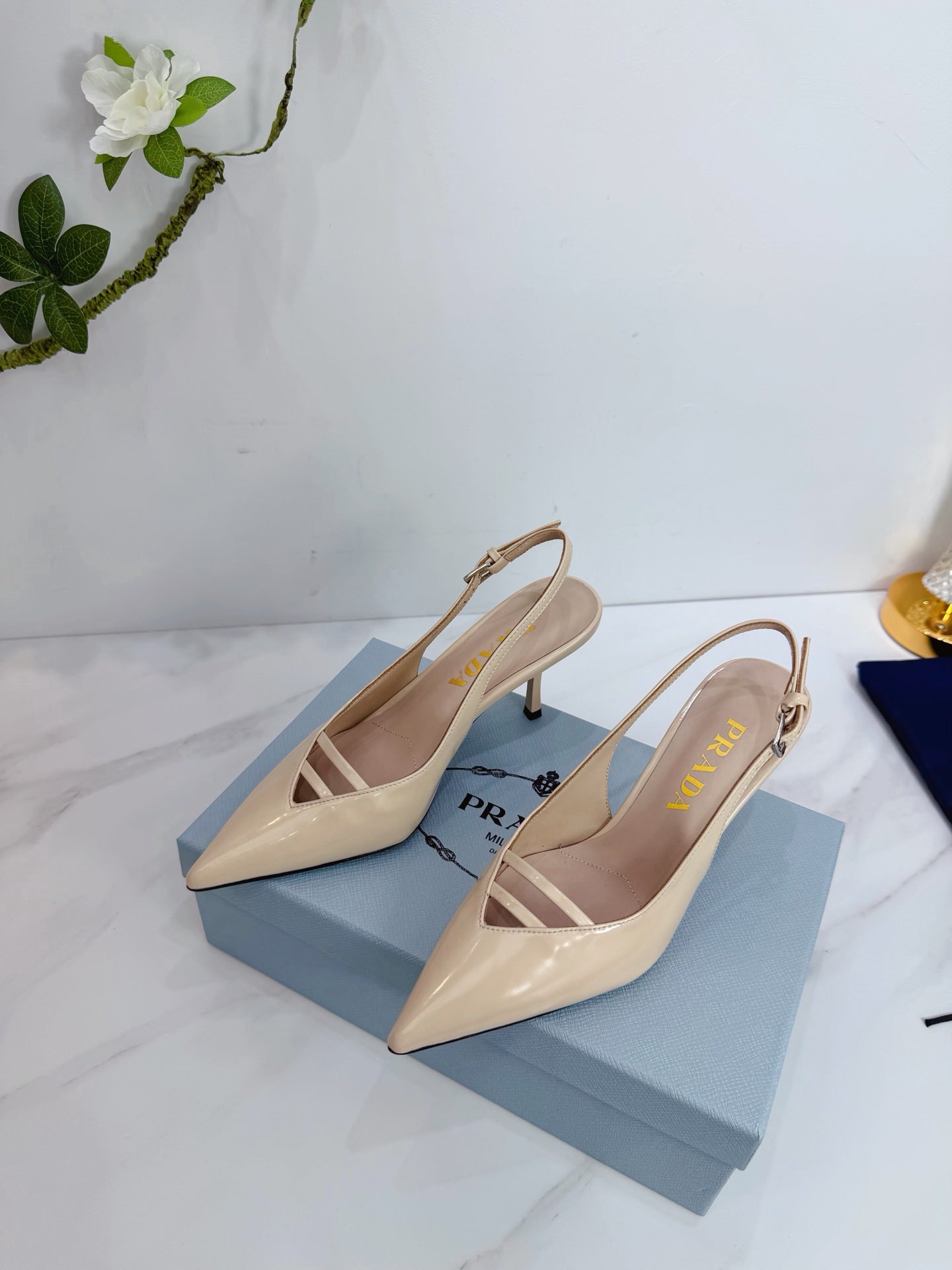 PRA 26SS Slingback 75 Beige Patent Leather 592340