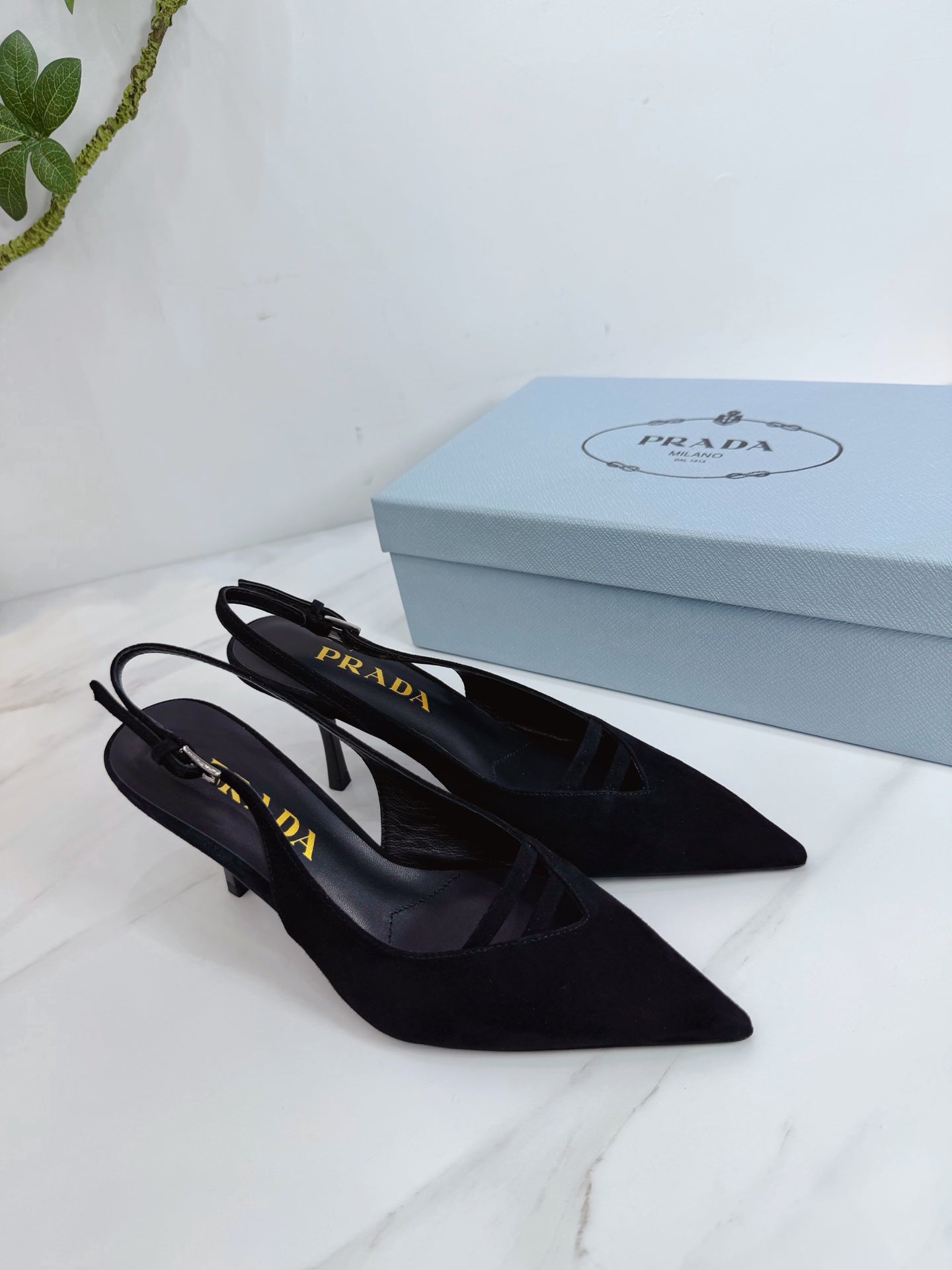 PRA 26SS Slingback 75 Black Suede 592342