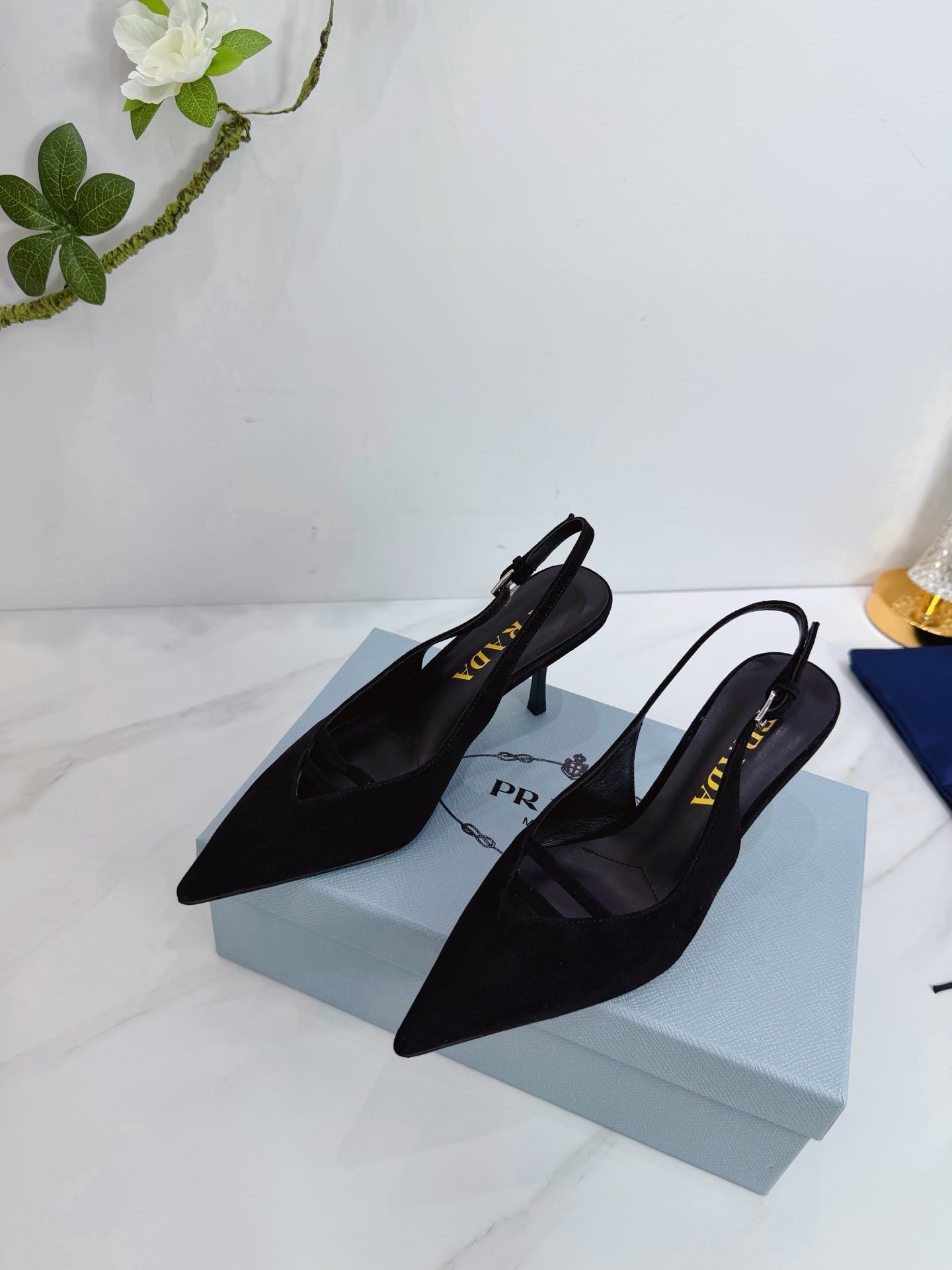 PRA 26SS Slingback 75 Black Suede 592342