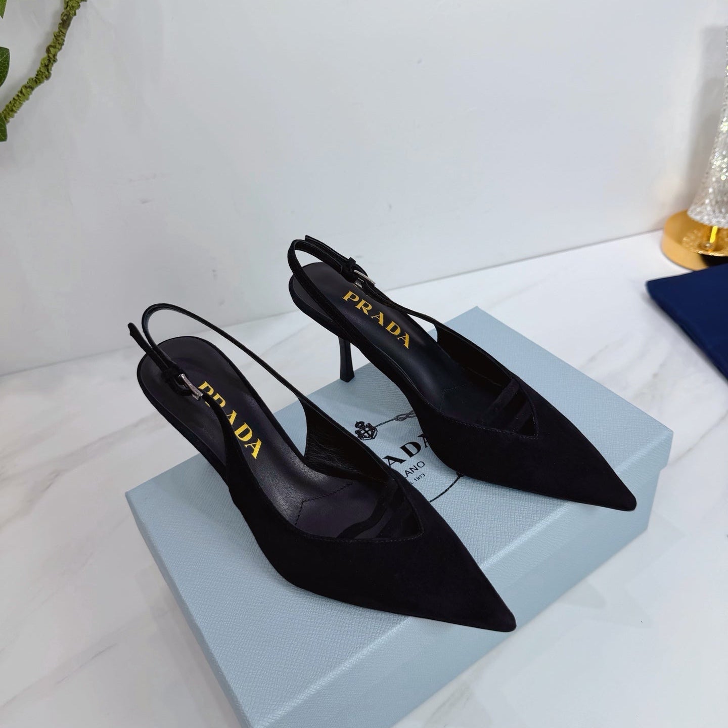 PRA 26SS Slingback 75 Black Suede 592342