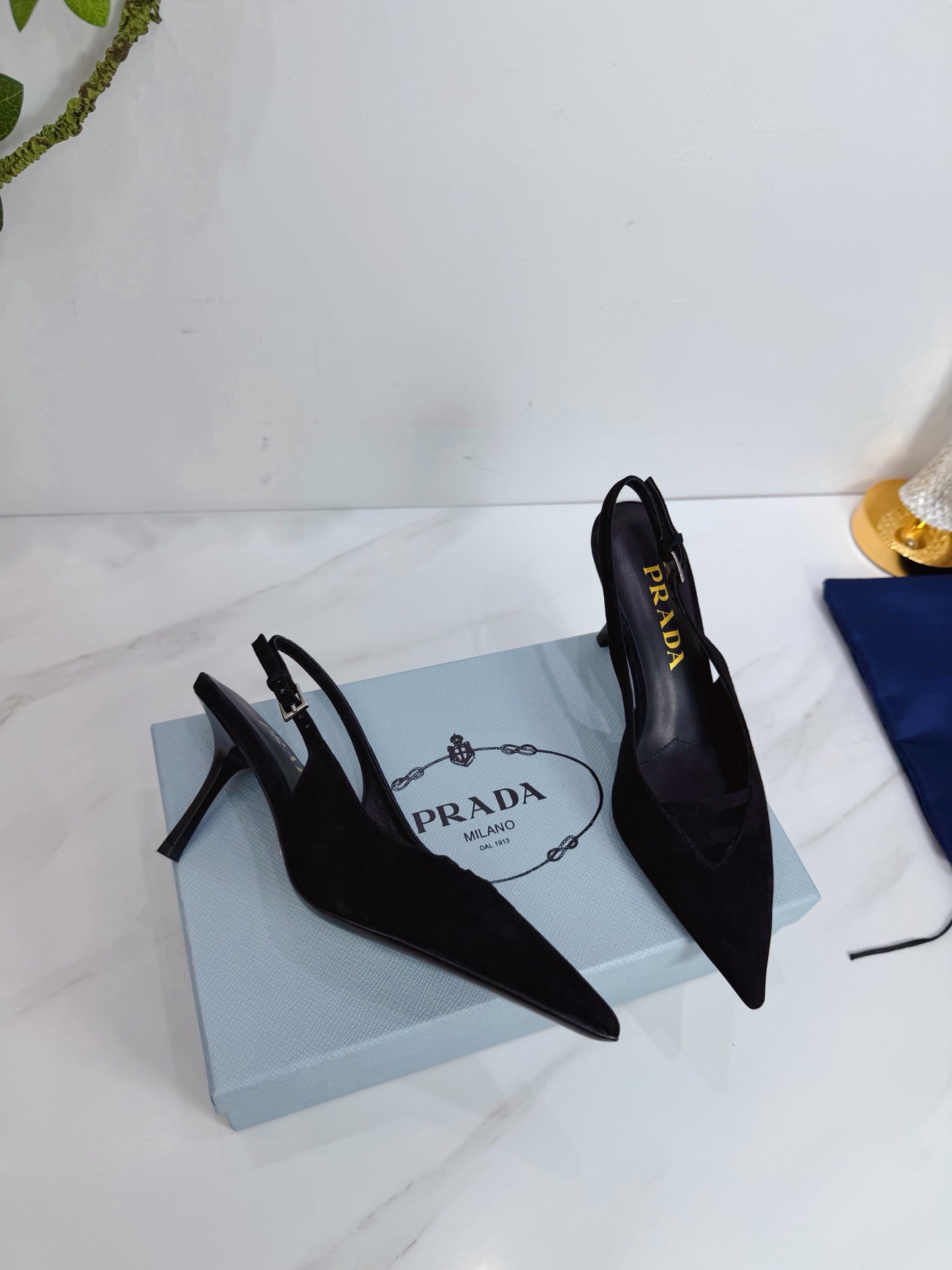 PRA 26SS Slingback 75 Black Suede 592342