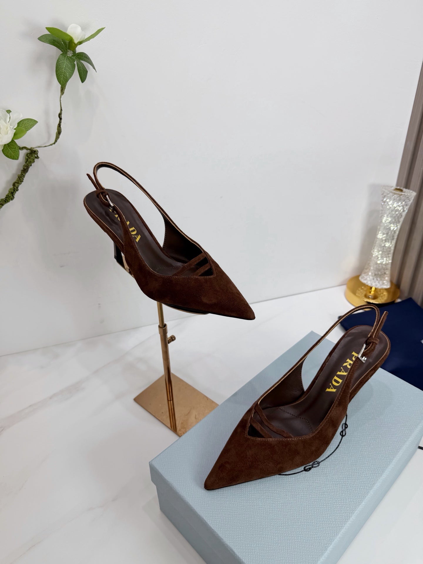 PRA 26SS Slingback 75 Dark Brown Suede 592343