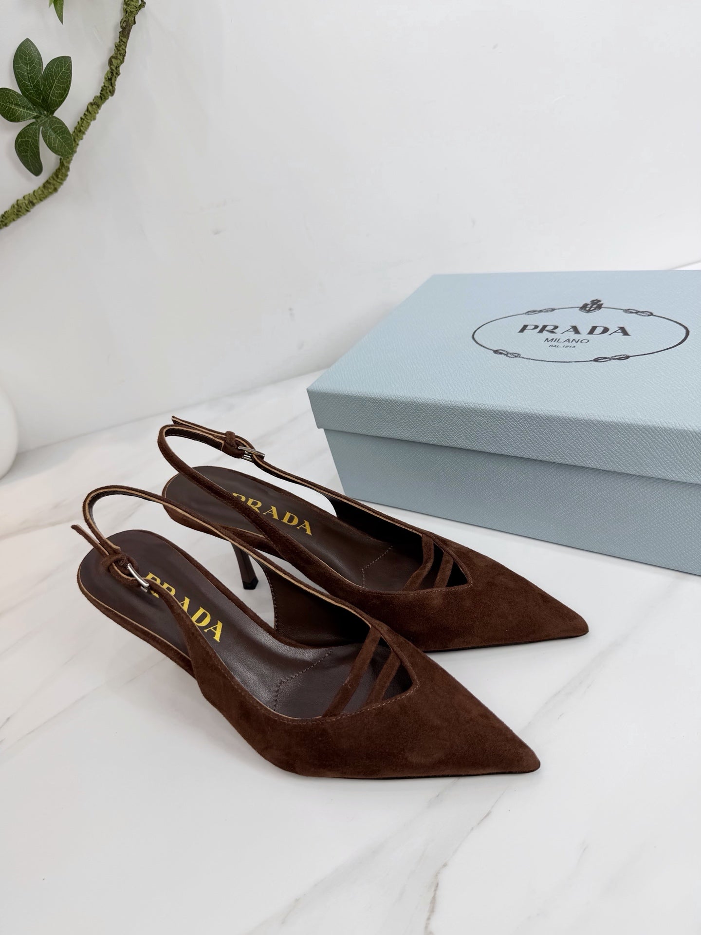 PRA 26SS Slingback 75 Dark Brown Suede 592343