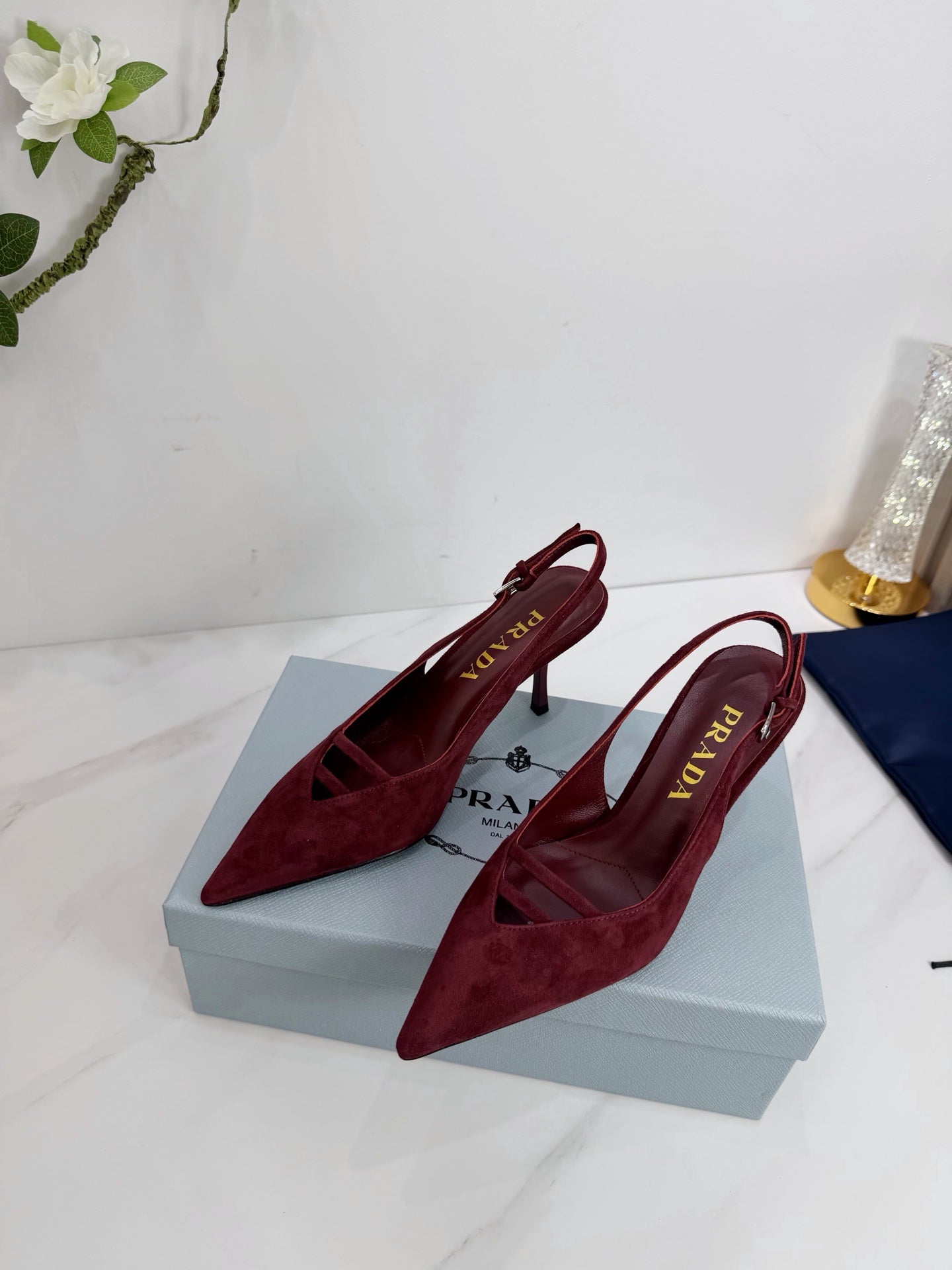 PRA 26SS Slingback 75 Burgundy Suede 592344